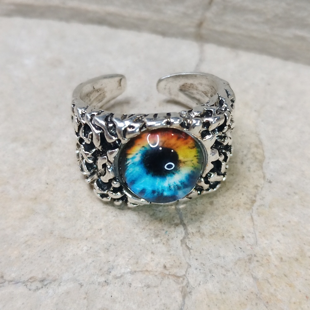 Silver Dragon Eye Evil Eye Ring Adjustable